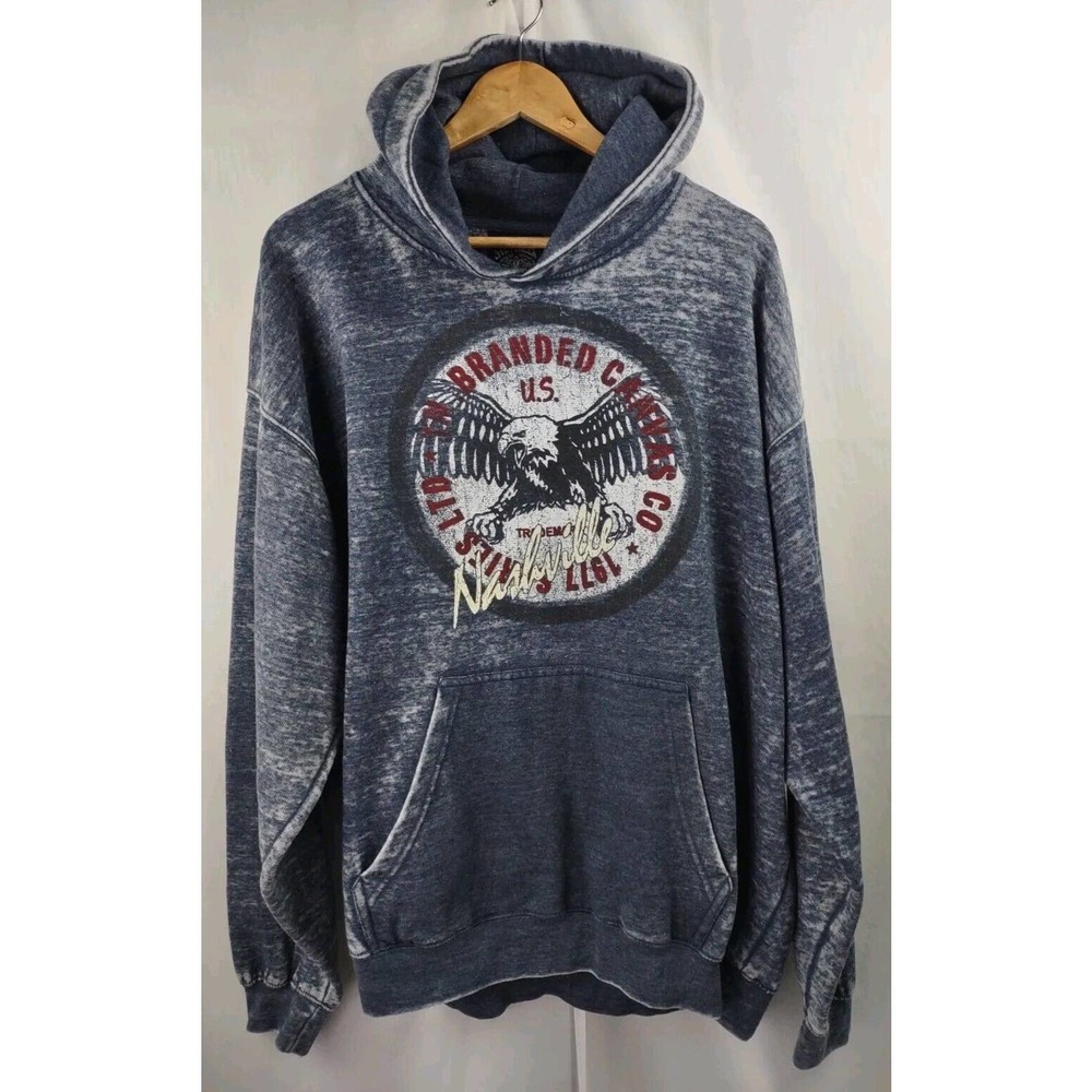Salt Creek Souvenir Hoodie TN Branded Canvas Co Nashville Sz 2XL Distressed Blue